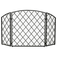 Angella 3-Paneled Iron Fireplace Screen, Black