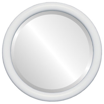 Pasadena Framed Round Mirror, Linen White, 25"x25"