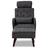 Weber Contemporary Velvet Fabric 2PC Recliner Chair & Ottoman Set, Gray/Walnut B
