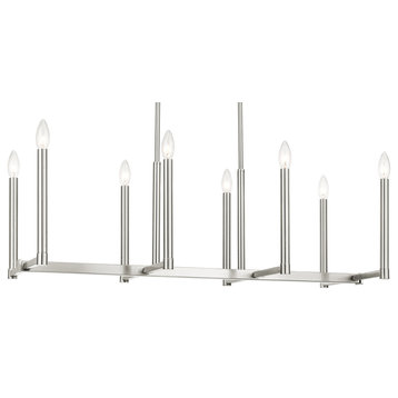 Livex Lighting 40258 Alpine 8 Light 14"W Candle Style Linear - Brushed Nickel