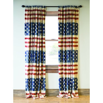 Carstens Wrangler Stars & Stripes USA American Flag Curtain Panels, Set of 2
