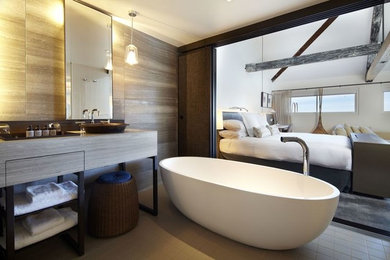 シドニーにあるラスティックスタイルのおしゃれな浴室の写真