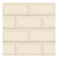 3"x6" Almond Beveled Glossy Subway Tile, Set of 240