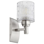 Quorum - Quorum 5184-1-65 Stadium - 1 Light Wall Mount - The Stadium wall mounted light combines classic stStadium 1 Light Wall Satin Nickel Clear CUL: Suitable for damp locations Energy Star Qualified: n/a ADA Certified: n/a  *Number of Lights: 1-*Wattage:100w Medium Base bulb(s) *Bulb Included:No *Bulb Type:Medium Base *Finish Type:Satin Nickel