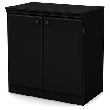 South Shore Morgan Small 2-Door Storage Cabinet, Pure Black