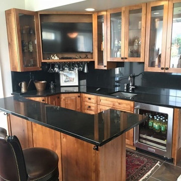 Absolute Black Granite Basement Bar