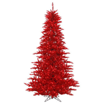 Vickerman Red Tinsel Fir Artificial Christmas Tree