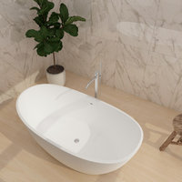 CastelloUSA Manhattan Solid Surface Stone Resin Freestanding Tub, White, 59"