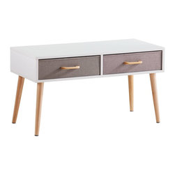 Franklin Storage Cabinet Double Drawer White/Soft Gray - Coffee Tables & Side Tables