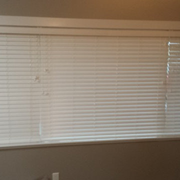 After - Multiple Faux Wood Blinds, Single Valance - Living Room