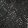 Geometric wave drop Contemporary black gold metallic lines wallpaper textured 3D