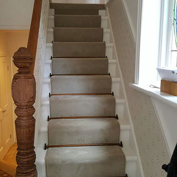 Grey Velvet Carpet to Stairs Installed by The Flooring Group