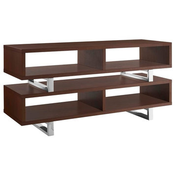 Modern Media TV Stand Console Table, Wood Metal Steel, Brown