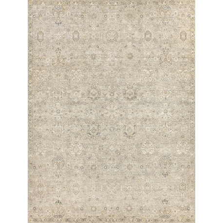 Heirloom Hand-Knotted Wool Khaki Area Rug, 4'x6'