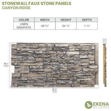 Canyon Ridge Stacked Stone, StoneWall Faux Stone Siding Panel,, Linen Graphite