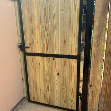 Iron metal frame with pressure-treated pine boards