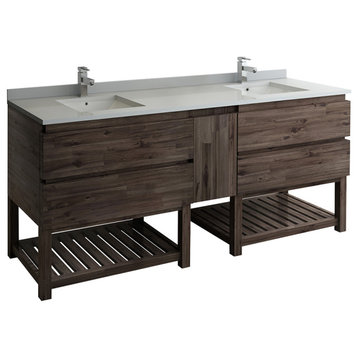 Formosa Floor Standing Open Bottom Double Sink Bathroom Cabinet With Top, 84"
