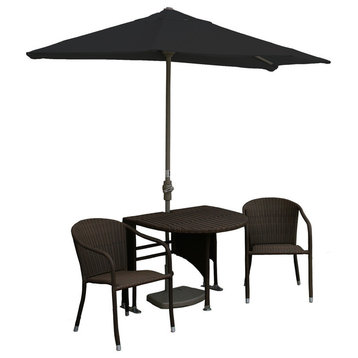 5-Piece Genevieve All-Weather Wicker Set With off-The-Wall Brella