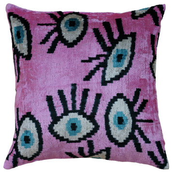 Canvello Pink Evil Eye Pillow for Couch 16"x16"