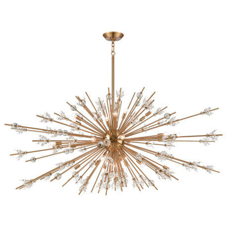 Starburst 72'' Wide 31-Light Chandelier Satin Brass