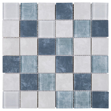 11.75"x11.75" Romy Mosaic Tile Sheet, Blue