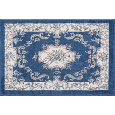 Jolie Traditional Oriental Area Rug, Navy, 2'x3' Scatter Mat