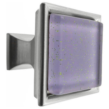 Purple Galaxy Crystal Glass Brushed Nickel Madison Classic Knob