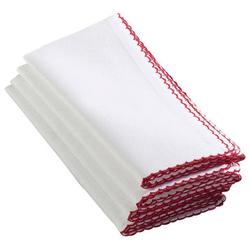 Whip Stitched Elegant Napkins, Set of 4, Red