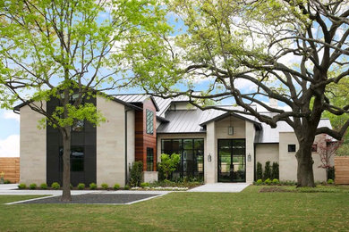 Example of a transitional exterior home design in Dallas