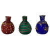 3 Piece Distressed Look Color Glass Small Bottle Vase Display Hws2463