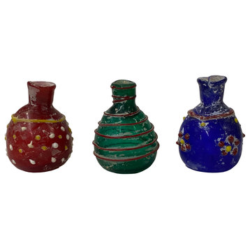 3 Piece Distressed Look Color Glass Small Bottle Vase Display Hws2463