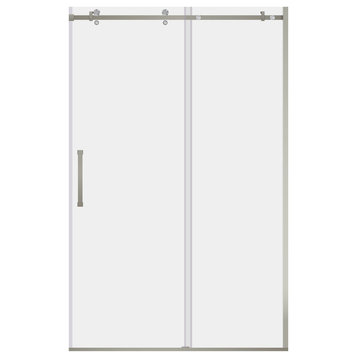 Shower Doors, Semi-Frameless, 8mm Clear Tempered Glass, ULTRA-B Collection, Brushed Nickel, 44-48"x76