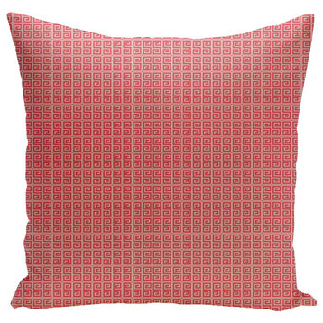Geometric Decorative Pillow, Coral White, 16"x16"