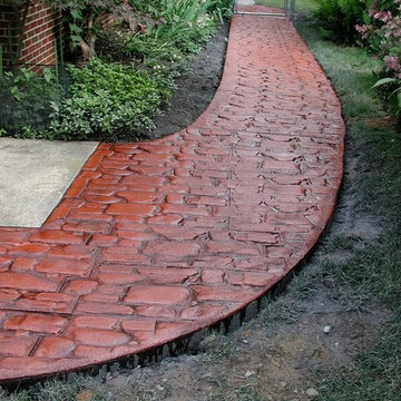 Stamped cobblestone walkway