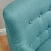 GDF Studio Madeira Buttoned Mid Century Modern Dark Teal Fabric Club Chair, Dark