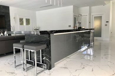 Example of a minimalist kitchen design in Miami