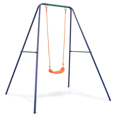 vidaXL Single Swing Outdoor Swing for Kids Children Toddler Play Swing Orange