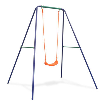 vidaXL Single Swing Orange Outdoor Garden Kids Children Activity Playset Frame