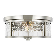 2-Light Flush Mount, Polished Nickel