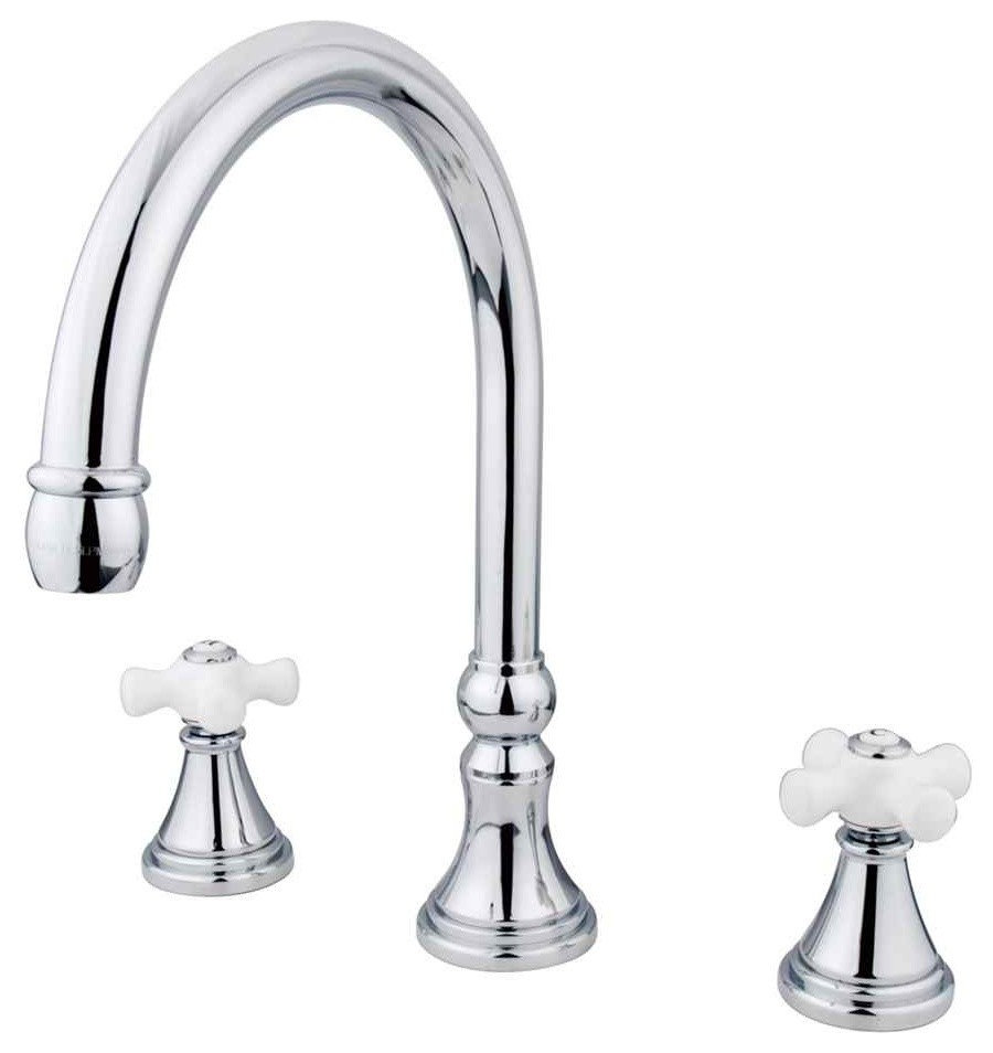 Kingston Brass Heritage Two Handle Roman Tub Filler – Wandmontage, 3-Loch, Tropffreie Keramikkartusche, Messing