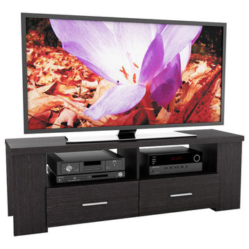 Fernbrook Black Engineered Wood TV Stand with Generous Storage for TVs up to 75"