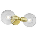 Livex Lighting - Downtown 2 Light Satin Brass Sphere Vanity Sconce - Bring a refined lighting style to your bath area with this downtown collection two light vanity sconce. Shown in a satin brass finish with clear sphere glass.