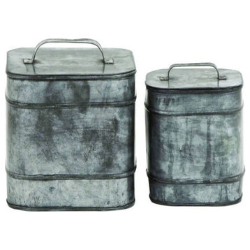 Farmhouse Silver Metal Canisters Set 49123