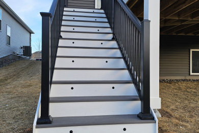 Deck - mid-sized modern backyard metal railing deck idea in Minneapolis with no cover
