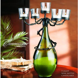 Leaf Design Cast Iron Bottle Candelabra - Candleholders