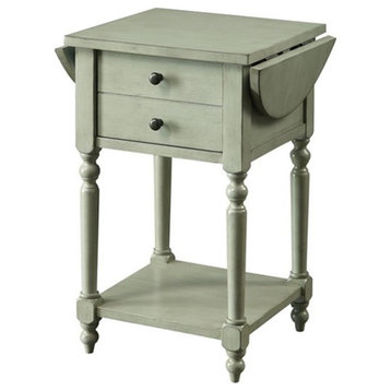 Bowery Hill Wood Drop-Leaf Side Table in Antique Gray Finish