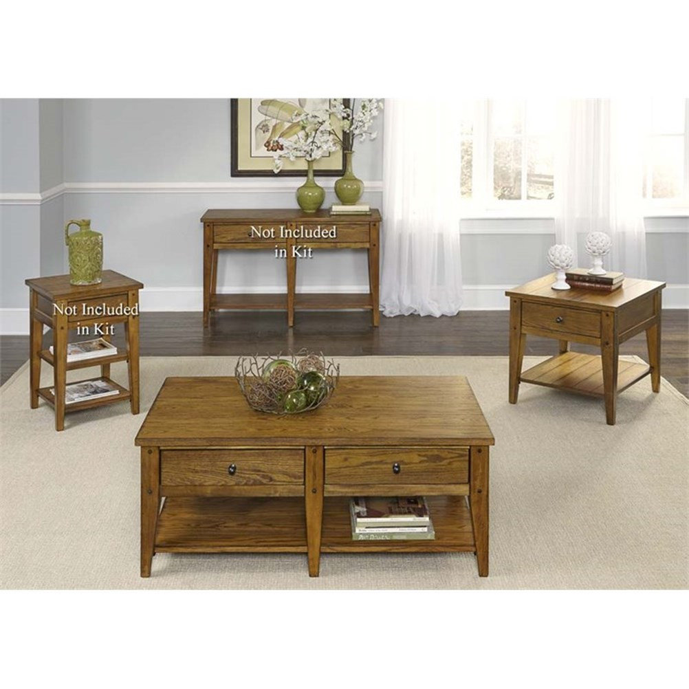 Lake House Medium Brown 3 Piece Set (1-Cocktail 2-End Tables)
