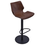 Armen Living - Zuma Swivel Metal Bar Stool, Adjustable, Matte Black Metal, Vintage Coffee - The Armen Living Contemporary Zuma adjustable barstool is creative and has a thoughtful design that is obvious from every angle. This modern swivel barstool is excellent for your home or high kitchen bar in your modern home. Its wide back and seat allows for long term seating. It has an understated black matted metal adjustable leg and foot rest for you to rest your feet. Available in Vintage Coffee and Vintage Gray Faux Leather upholstery.