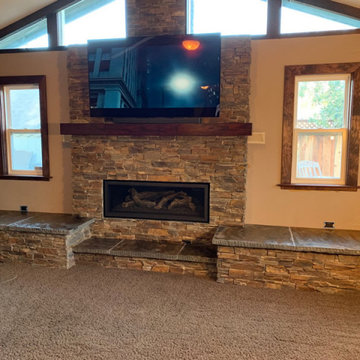 Stacked Stone Fireplace