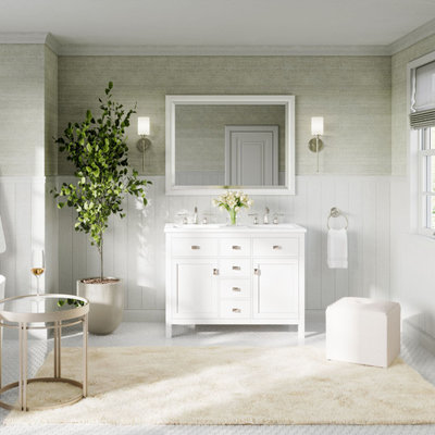 The Juno Bathroom Vanity, Double Sink, 44", White, Freestanding
